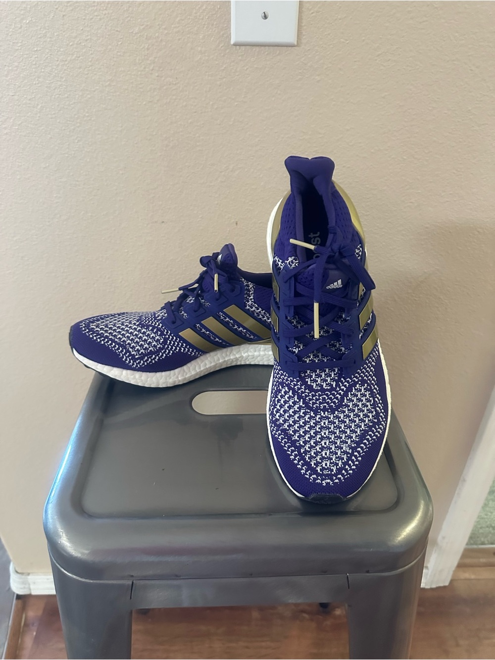 adidas Purple and Gold Running Sneakers
